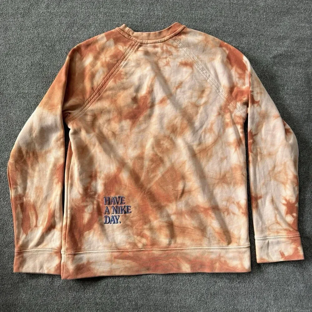 Nike From Beaverton with Love Orange Tye Dye Crew Neck Sweatshirt Sz XL Daisy